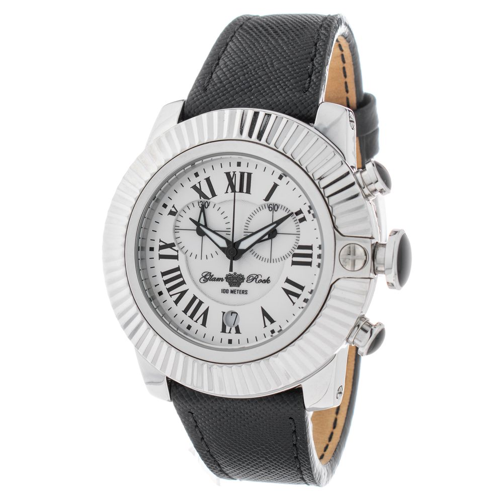 Black Leather Dress Watch, Glam Rock Damenuhr