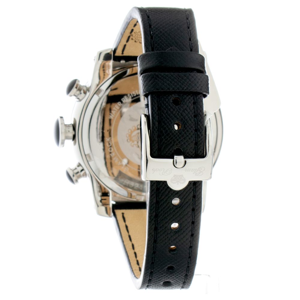 Black Leather Dress Watch, Glam Rock Damenuhr