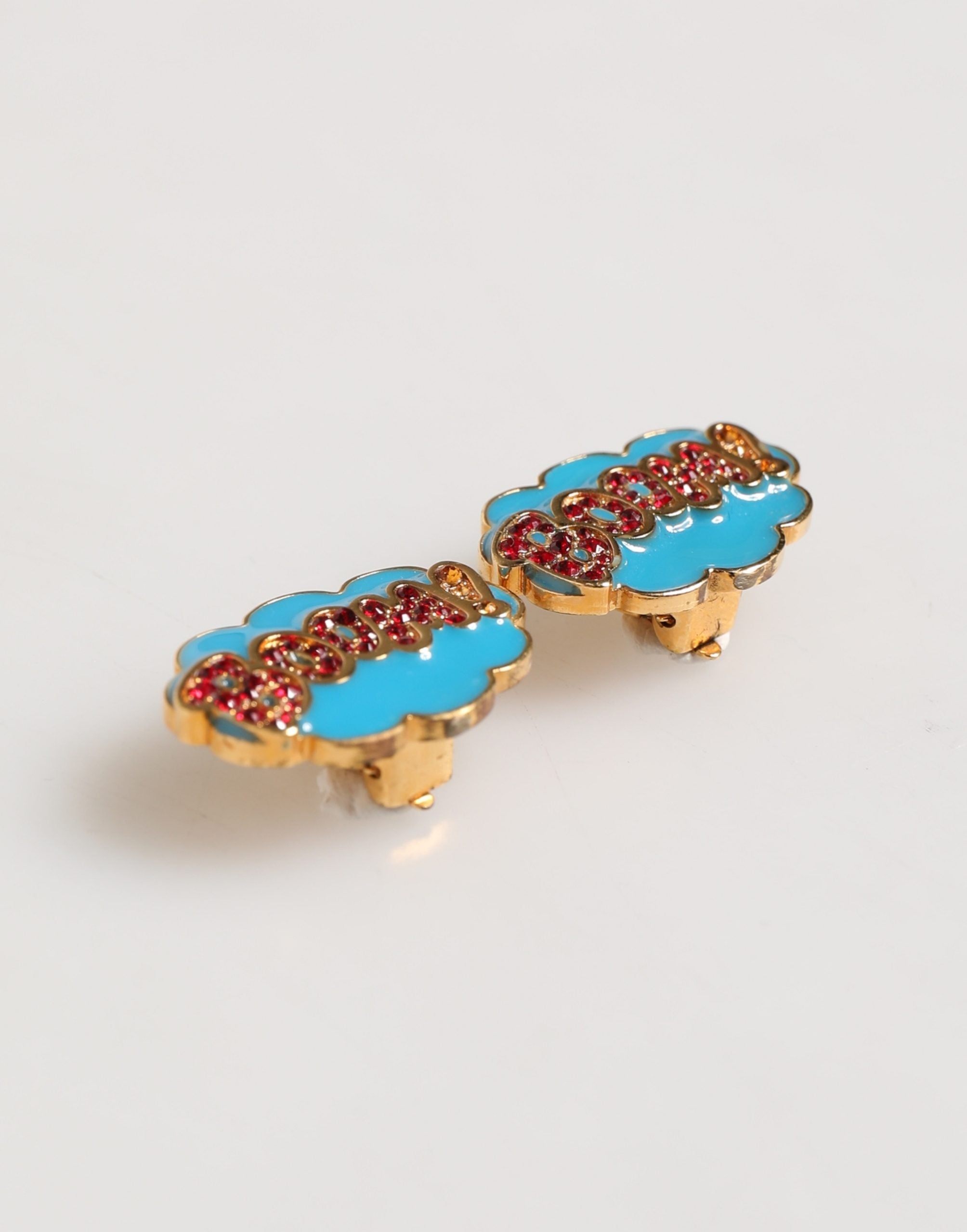 Gold Brass BOOM Cartoon Crystal Clip-On Women, Dolce & Gabbana