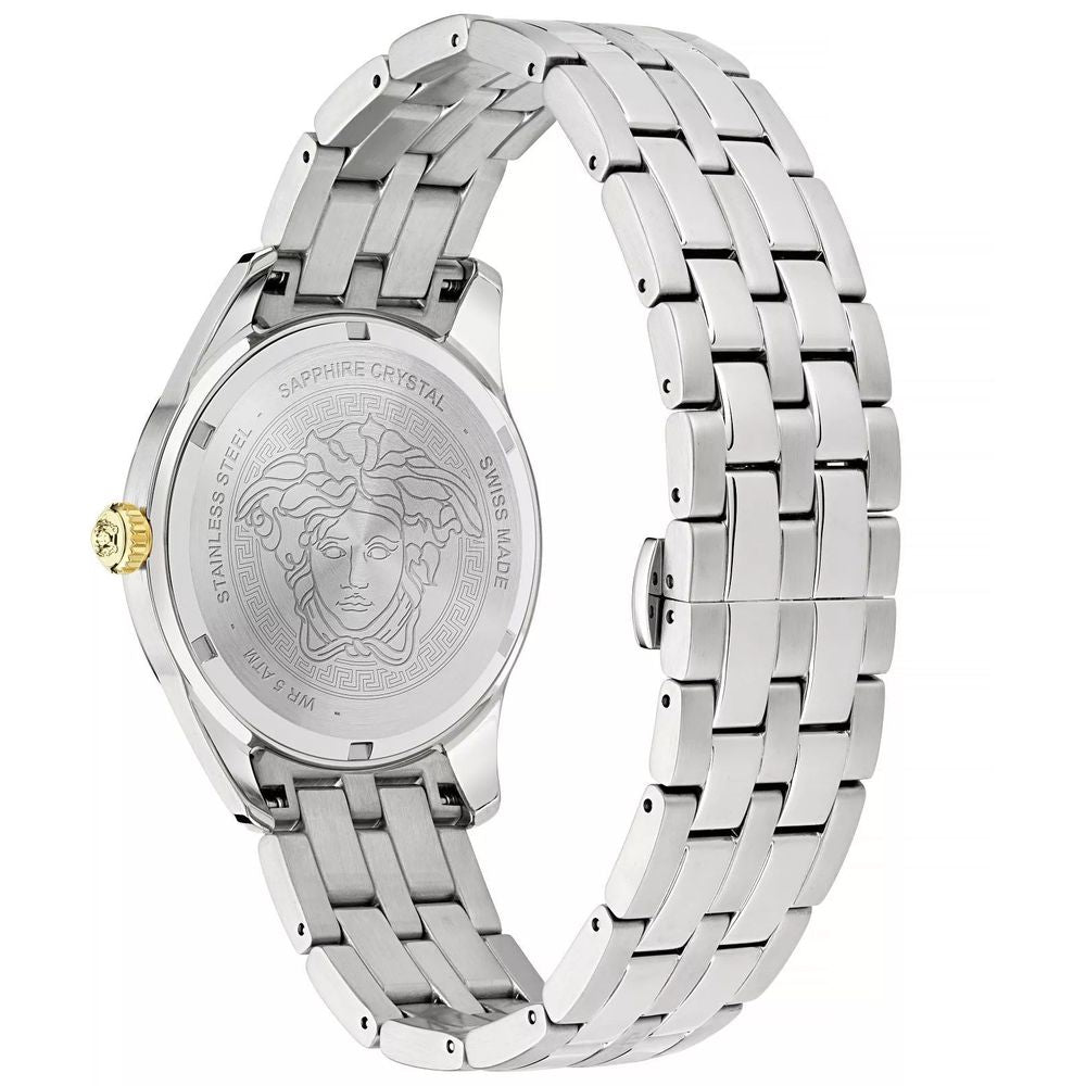 Gray Stainless Steel Dress Watch, Versace