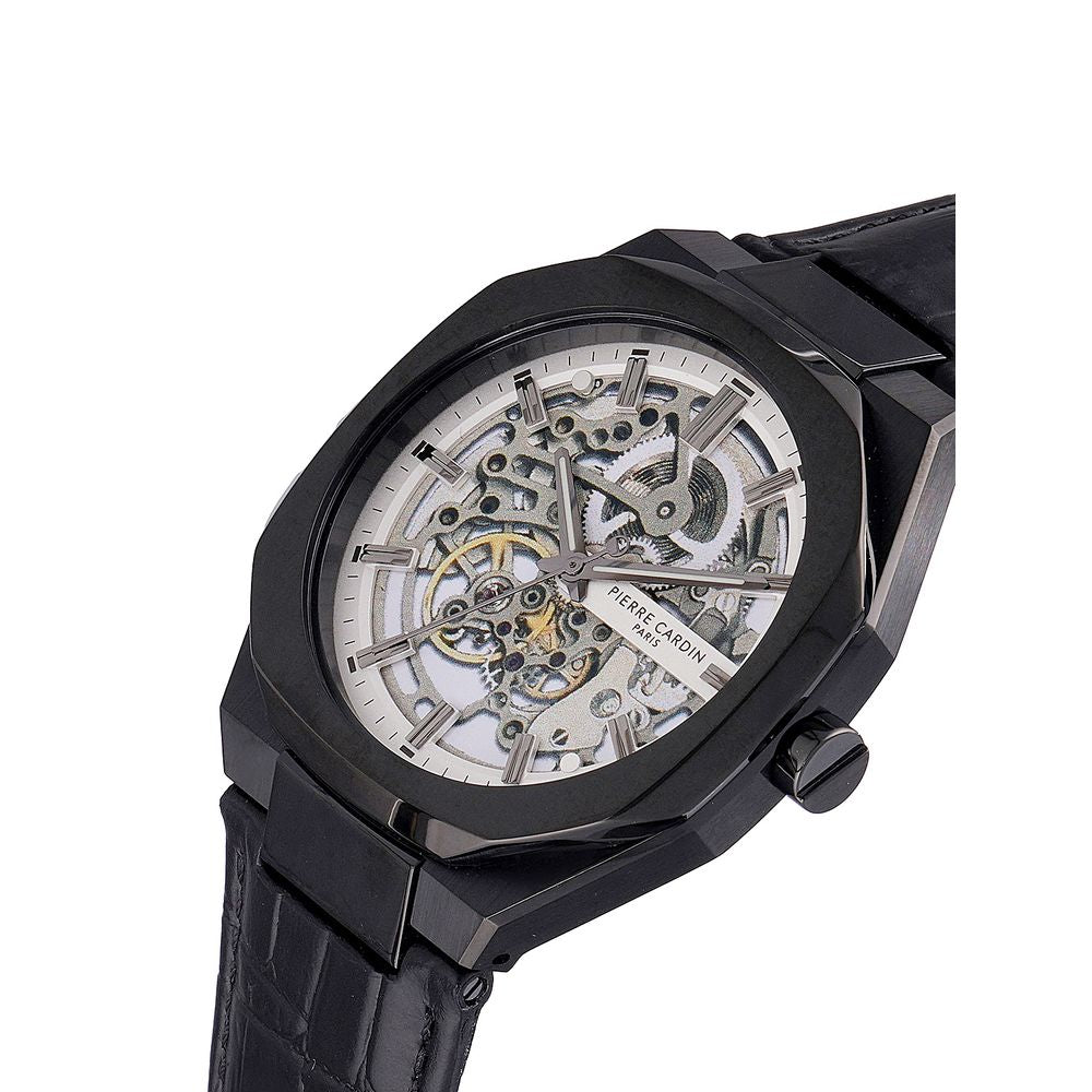 Black Leather Dress Watch, Pierre Cardin Damenuhr