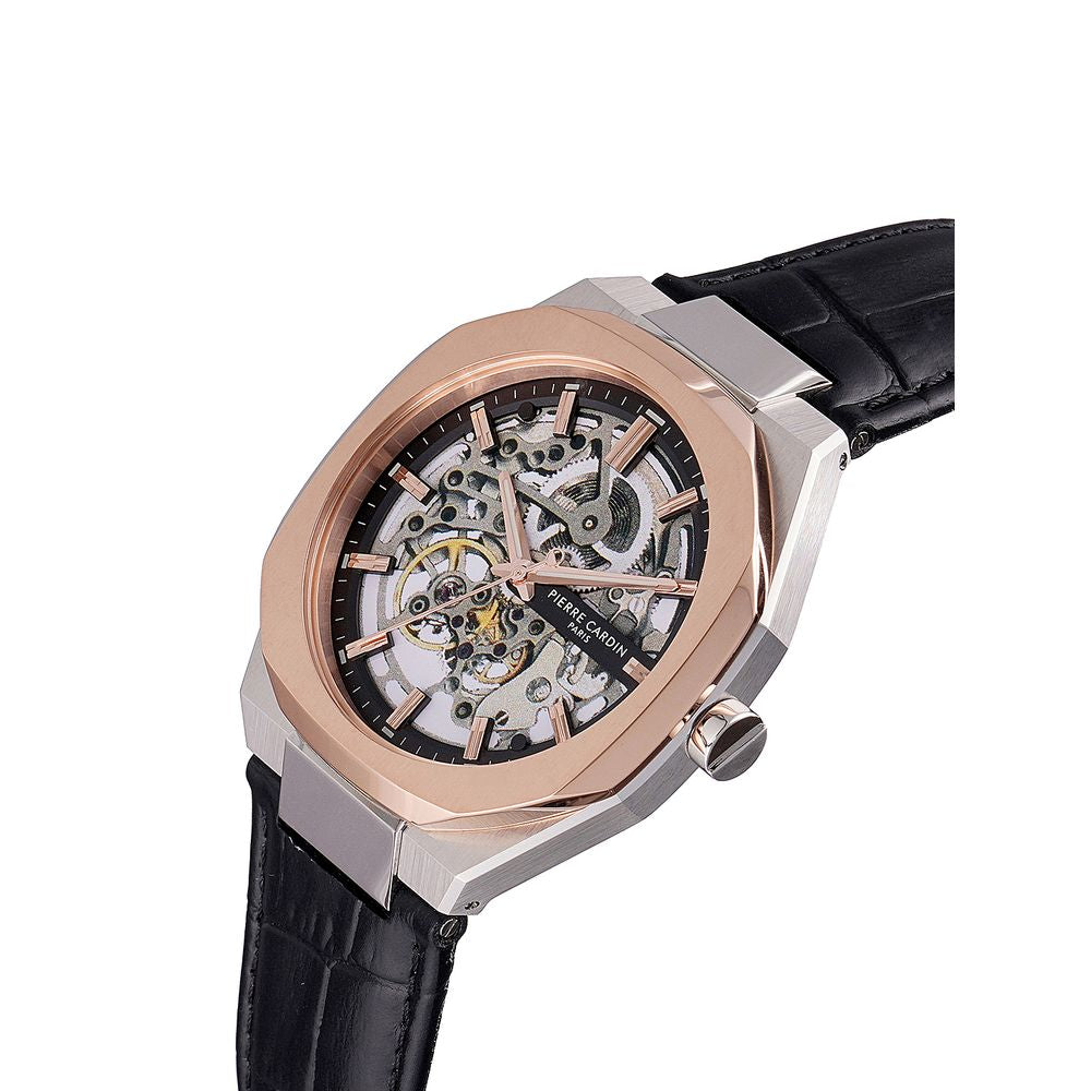 Black Leather Dress Watch, Pierre Cardin Damenuhr