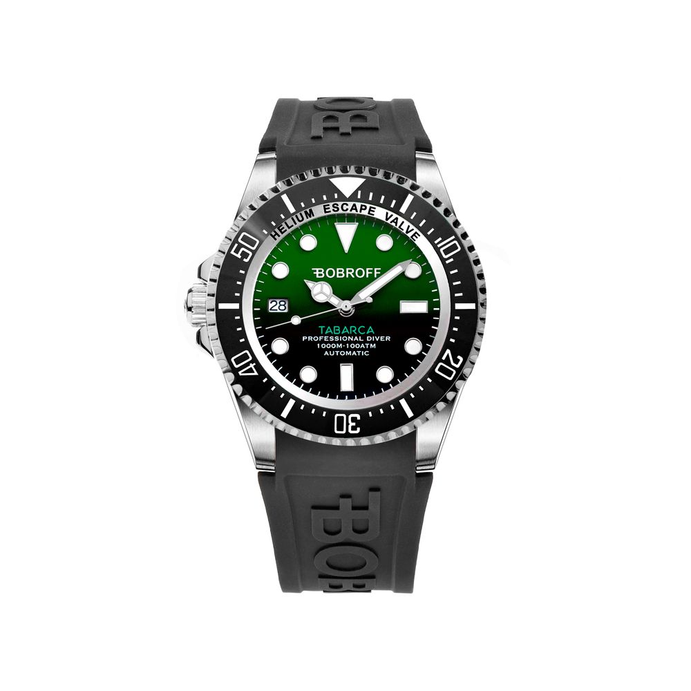 Black Rubber Sport Watch, Herrenuhr Bobroff