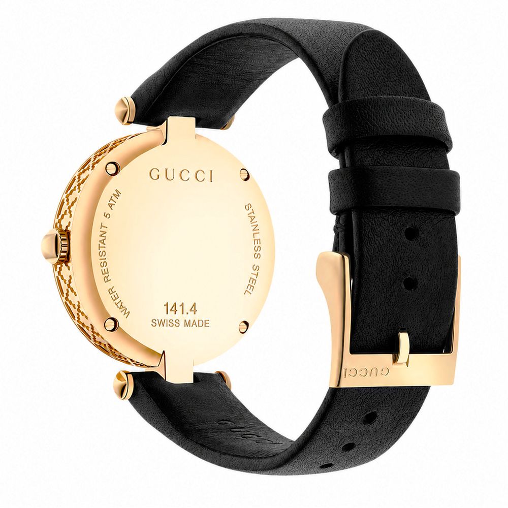 Black Leather Dress Watch, Damenuhr Gucci