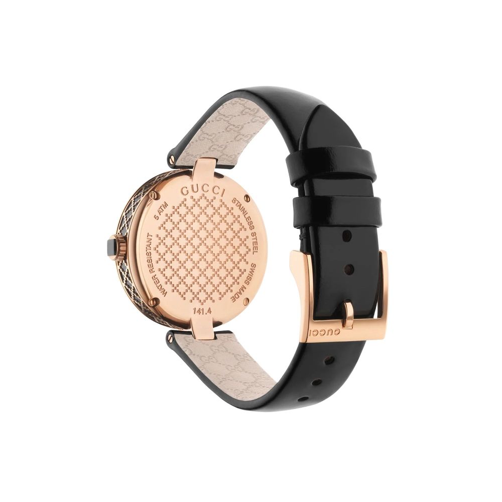 Black Leather Dress Watch, Damenuhr Gucci