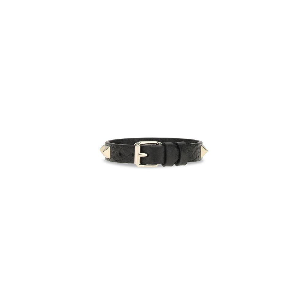 Black Calf Leather Bos Taurus Bracelet, Valentino Garavani