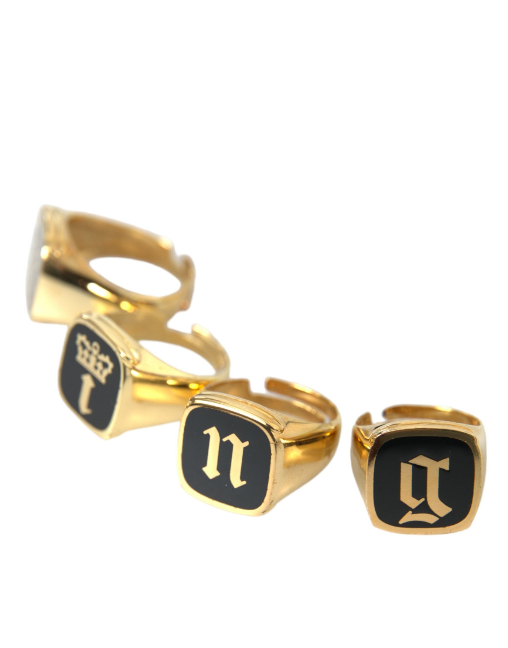Gold Brass KING Enamel Set of 4 Ring, Fingerring