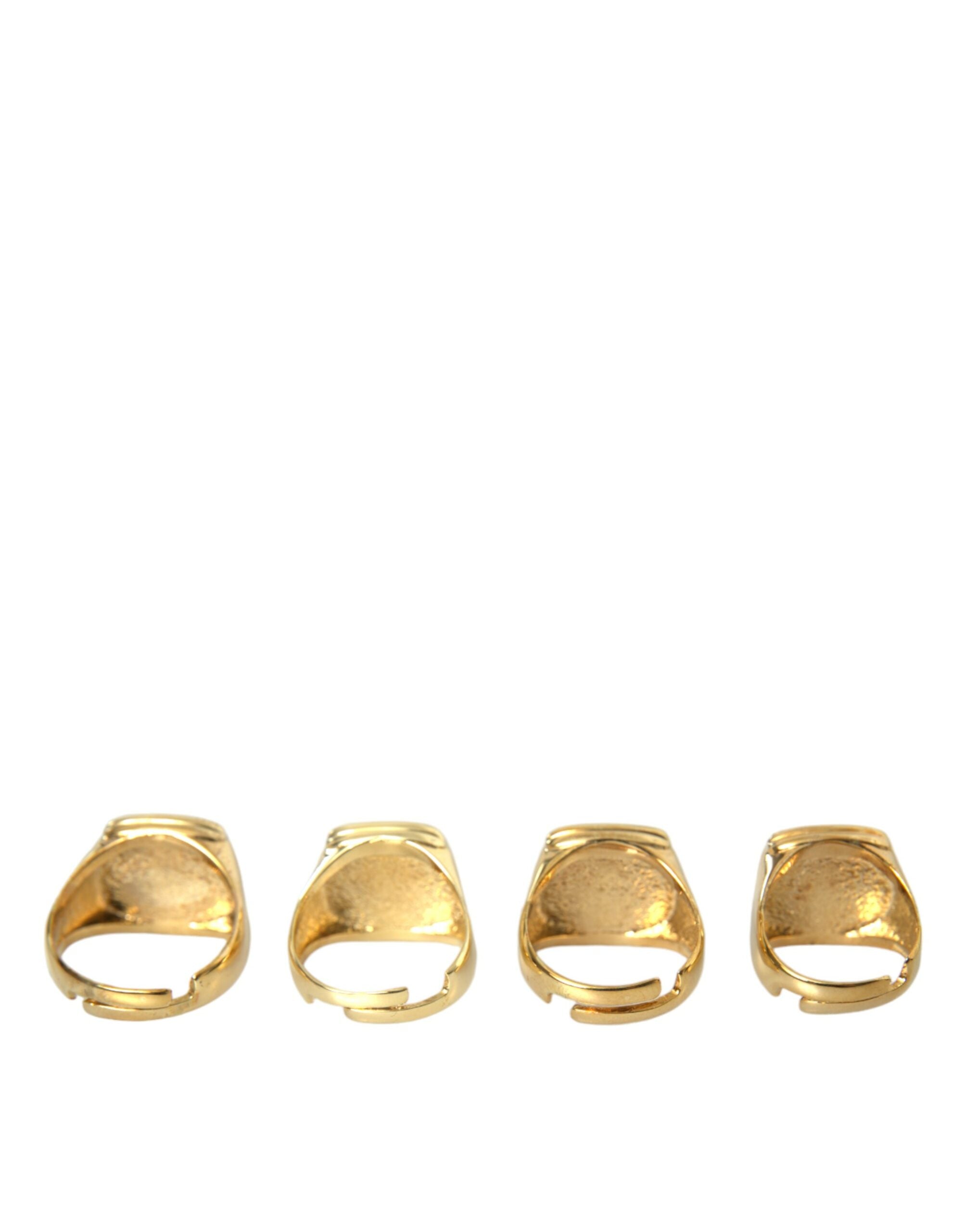 Gold Brass KING Enamel Set of 4 Ring, Fingerring