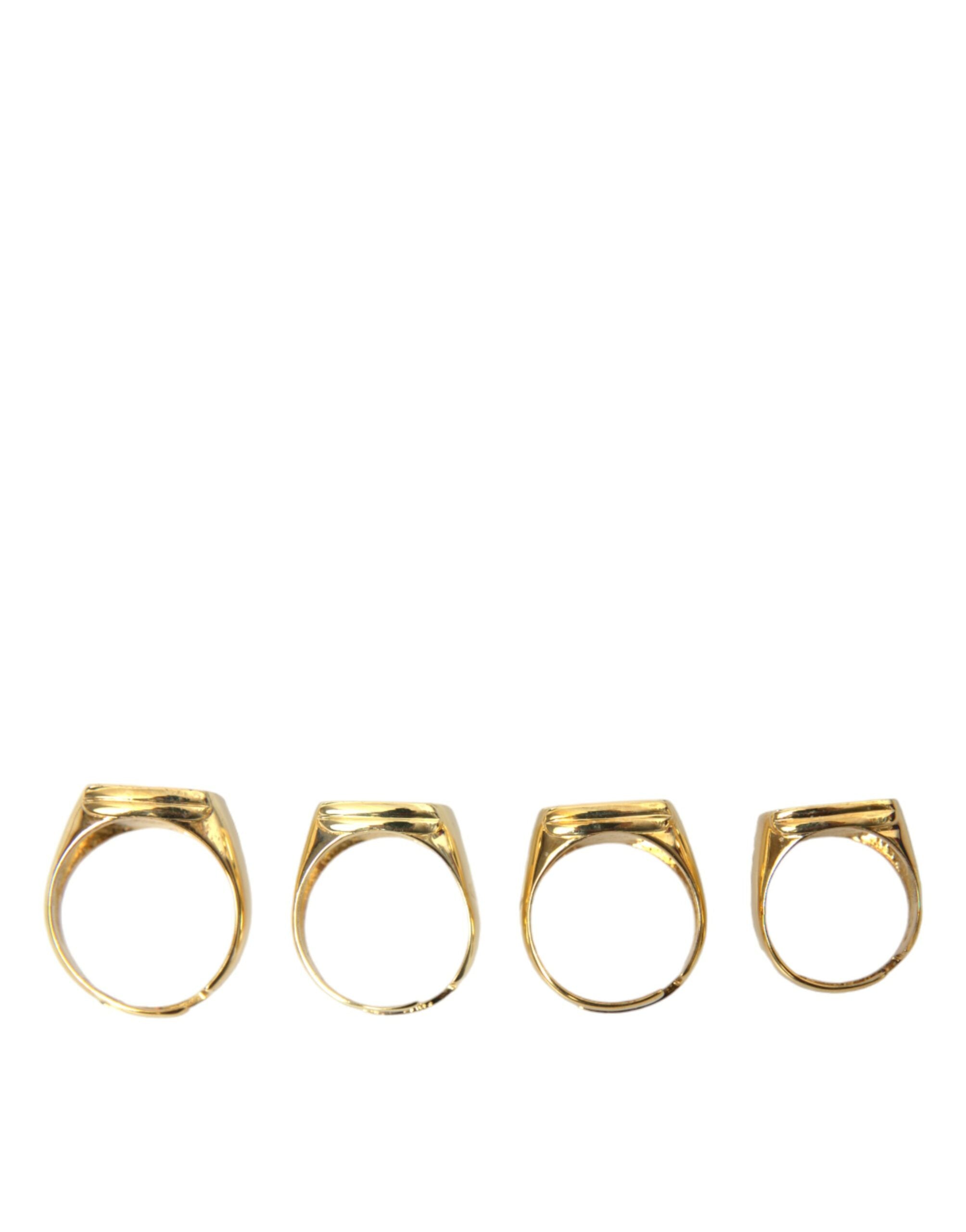 Gold Brass KING Enamel Set of 4 Ring, Fingerring