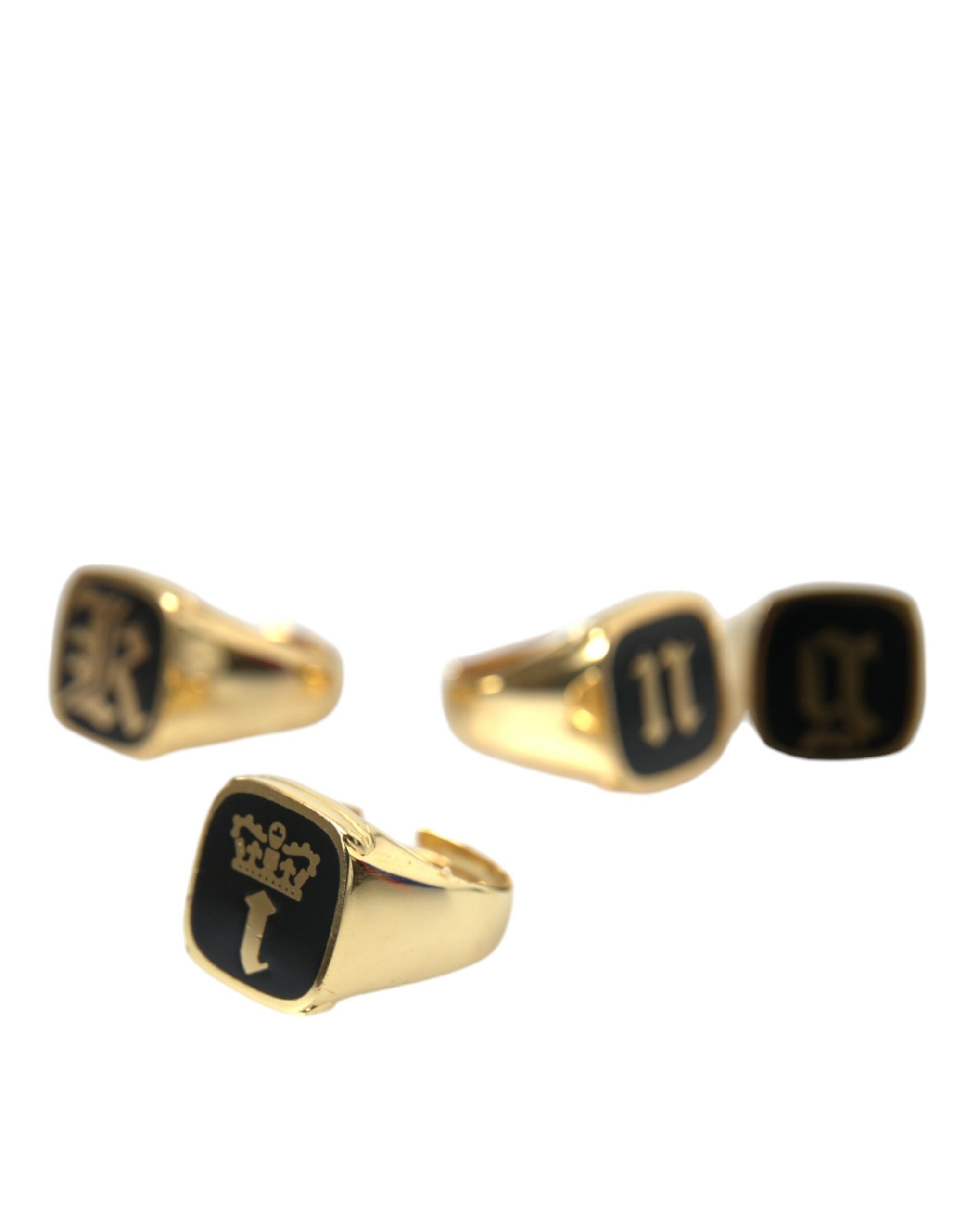 Gold Brass KING Enamel Set of 4 Ring, Fingerring