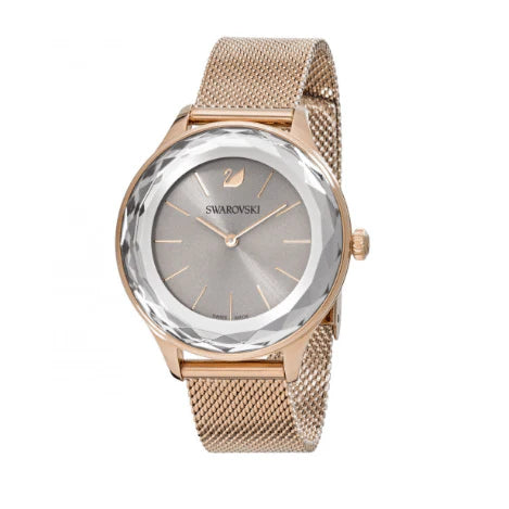 Swarovski Octea Nova Damenuhr mit grauem Zifferblatt und goldenem Mesh-Armband - 5451634