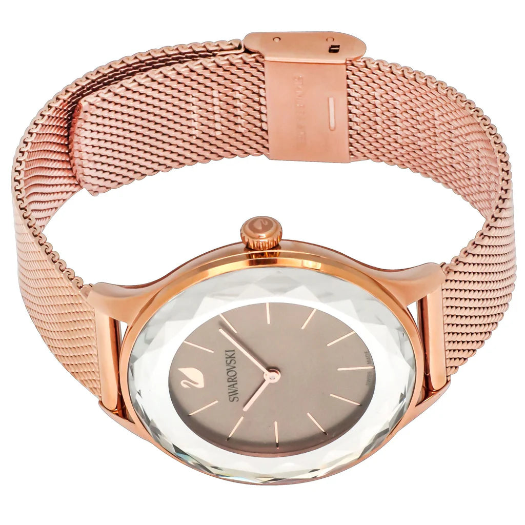 Swarovski Octea Nova Damenuhr mit grauem Zifferblatt und goldenem Mesh-Armband - 5451634