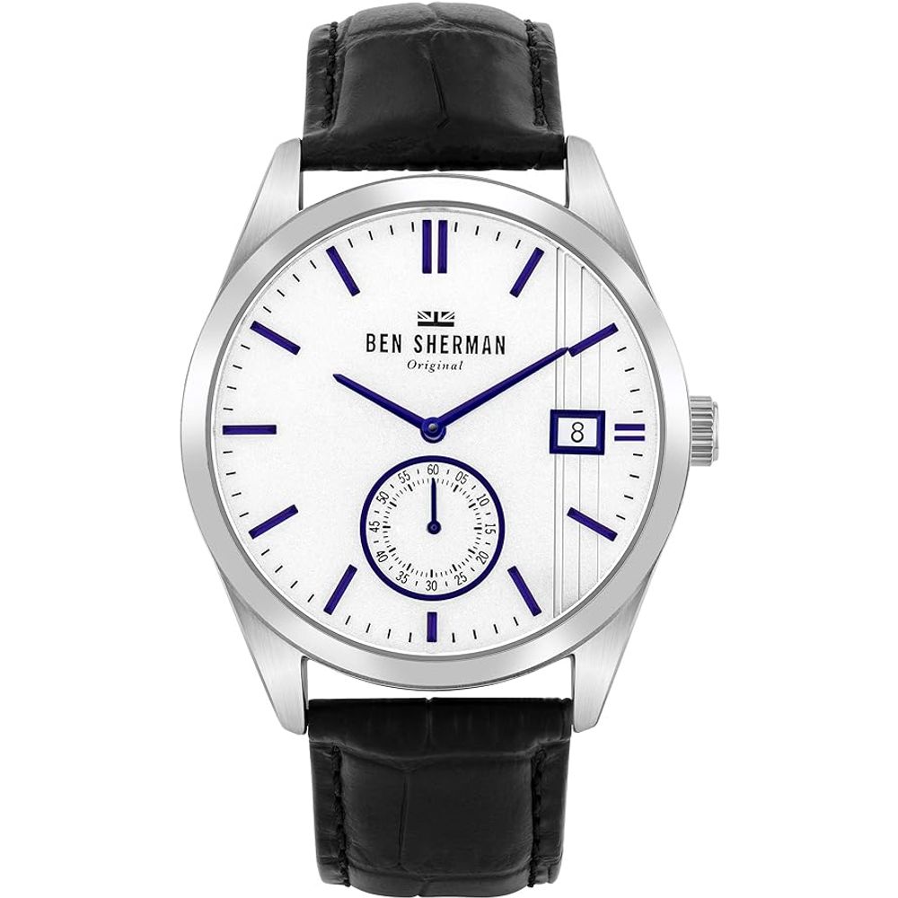 Black Leather Dress Watch, Herrenuhr