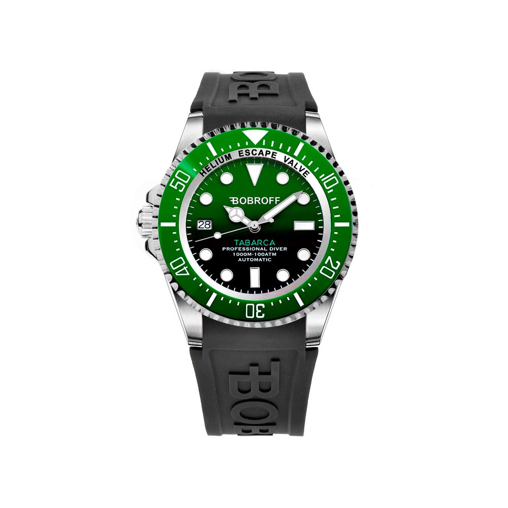 Black Rubber Sport Watch, Herrenuhr Bobroff