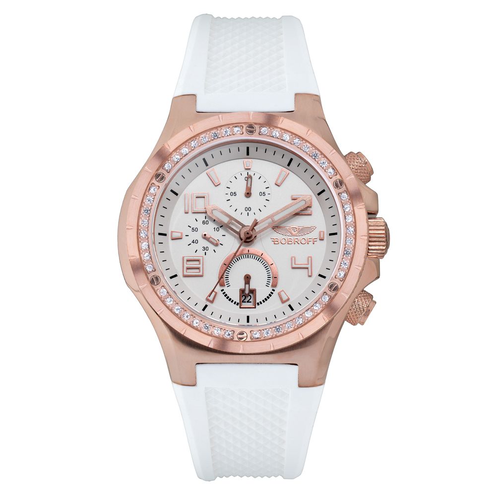 White Rubber Bracelet Watch, Herrenuhr Bobroff UNISEX