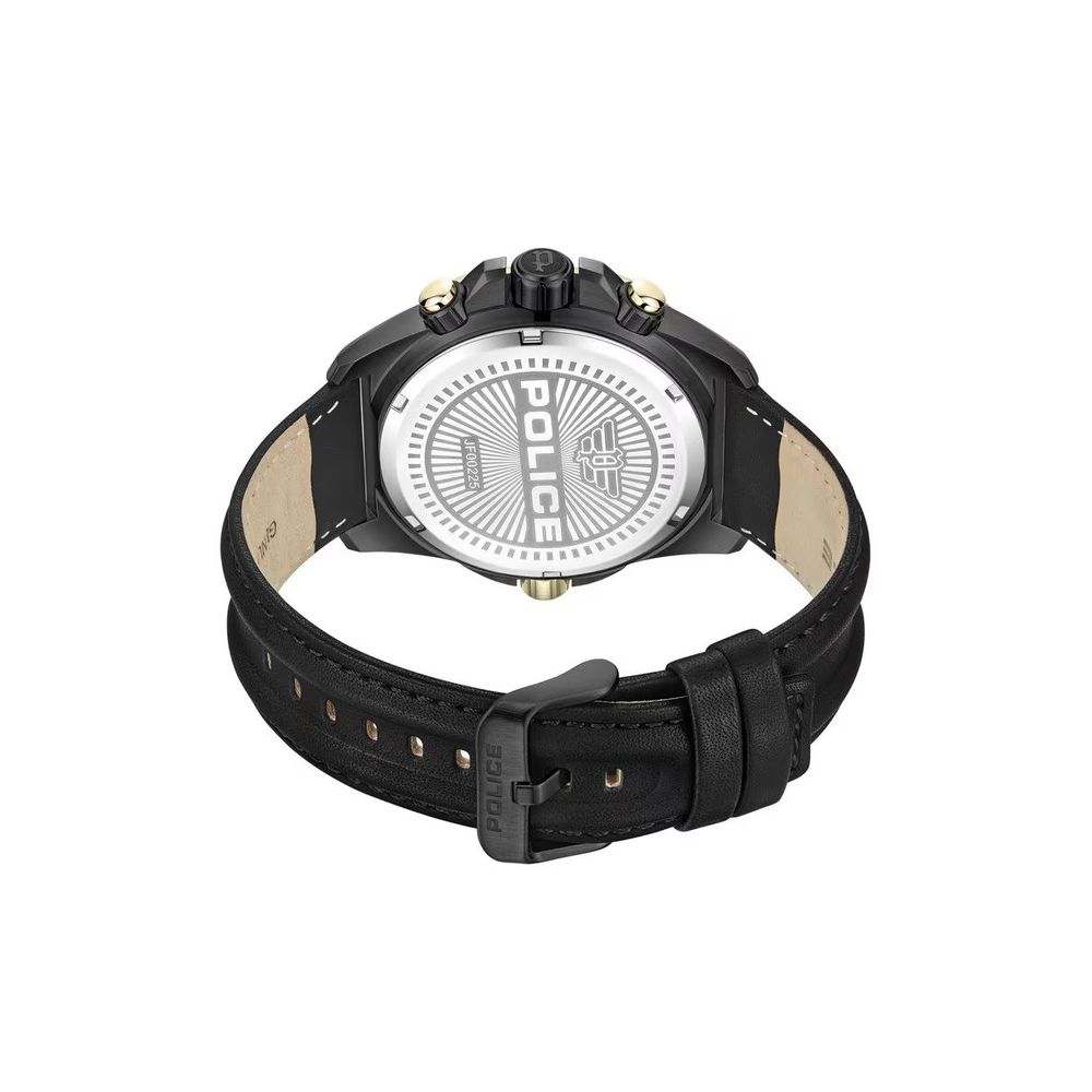 Black Artificial Leather Dress Watch, Police Herrenuhr