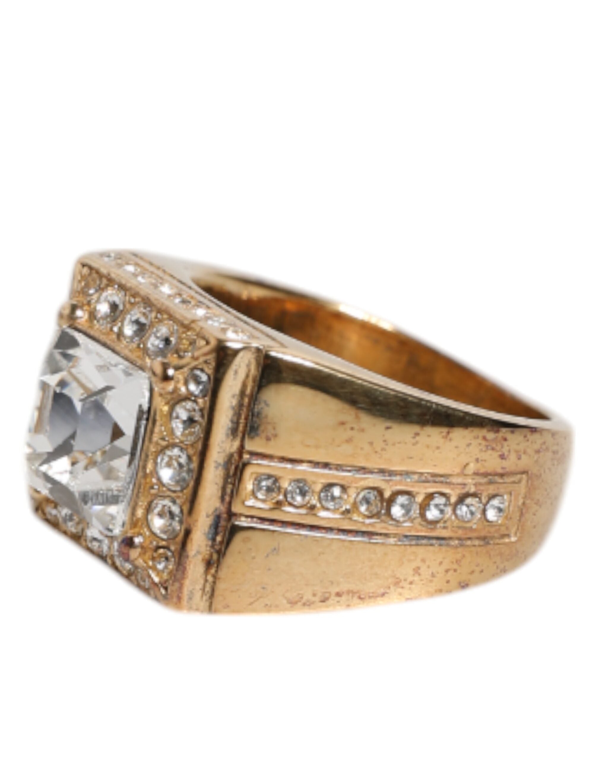 Gold Tone Sterling Silver 925 Crystals Ring, Fingerring