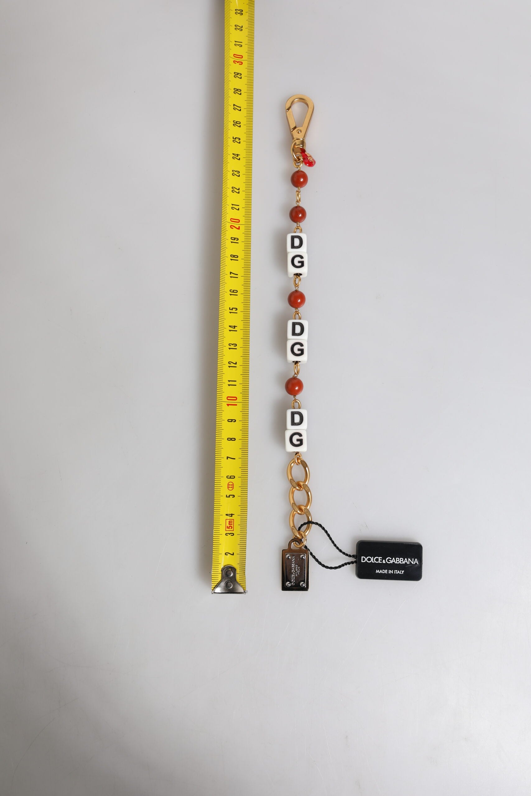 Multicolor Gold Tone Brass Chain DG Logo Dice Bracelet, Dolce & Gabbana