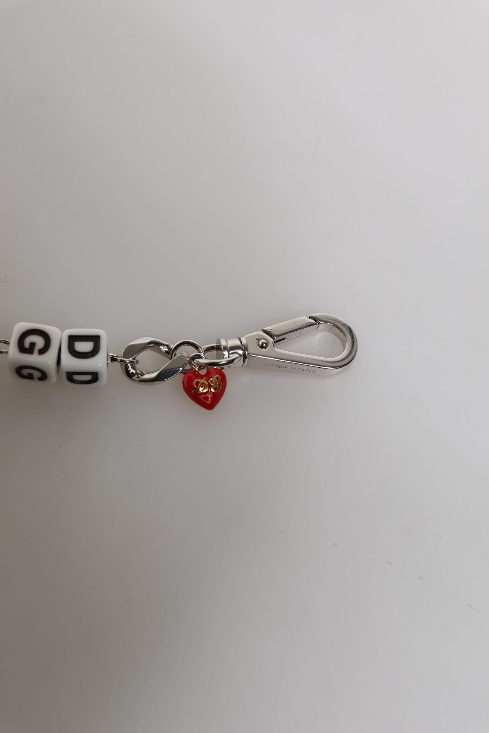 Silver Tone Brass Bead Dice Logo Embellish Charm Bracelet, Dolce & Gabbana