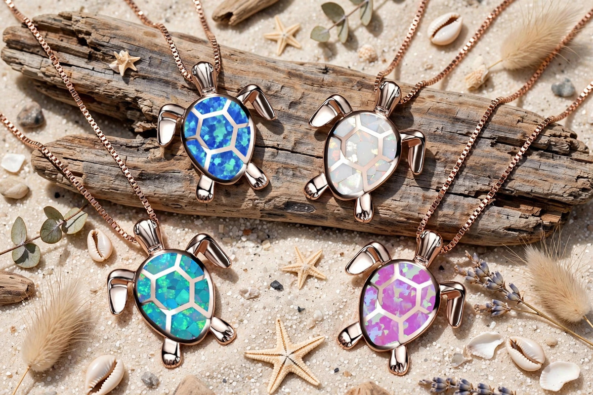 Elli - Niedliche Kleine Schildkröte Kette mit Anhänger - Halskette, Kette Lilli-G, rosefarbene Kette