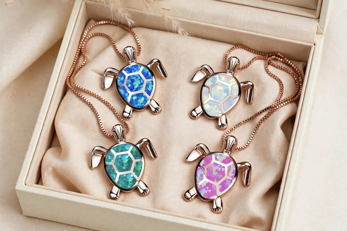 Elli - Niedliche Kleine Schildkröte Kette mit Anhänger - Halskette, Kette Lilli-G, rosefarbene Kette