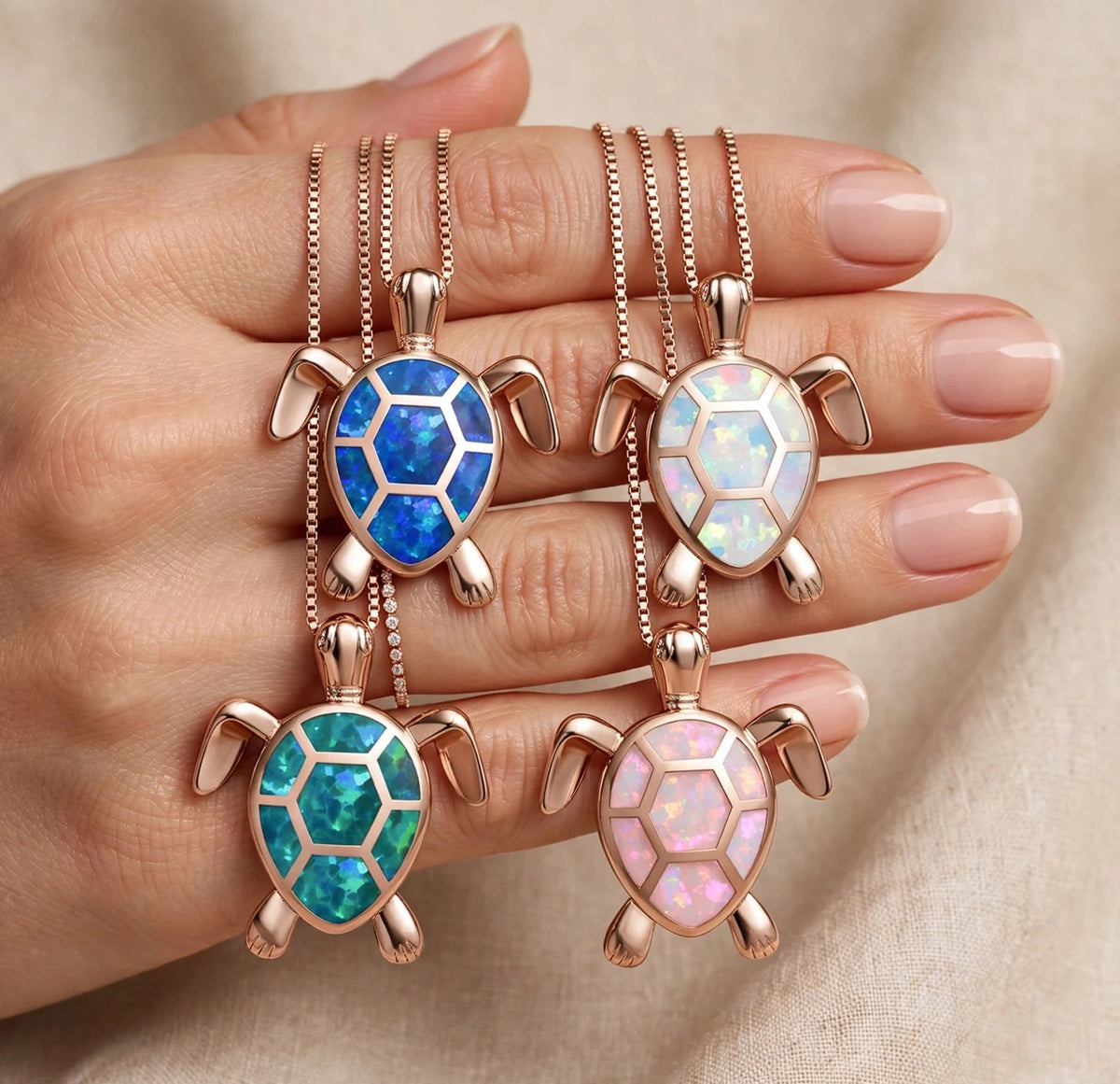 Elli - Niedliche Kleine Schildkröte Kette mit Anhänger - Halskette, Kette Lilli-G, rosefarbene Kette