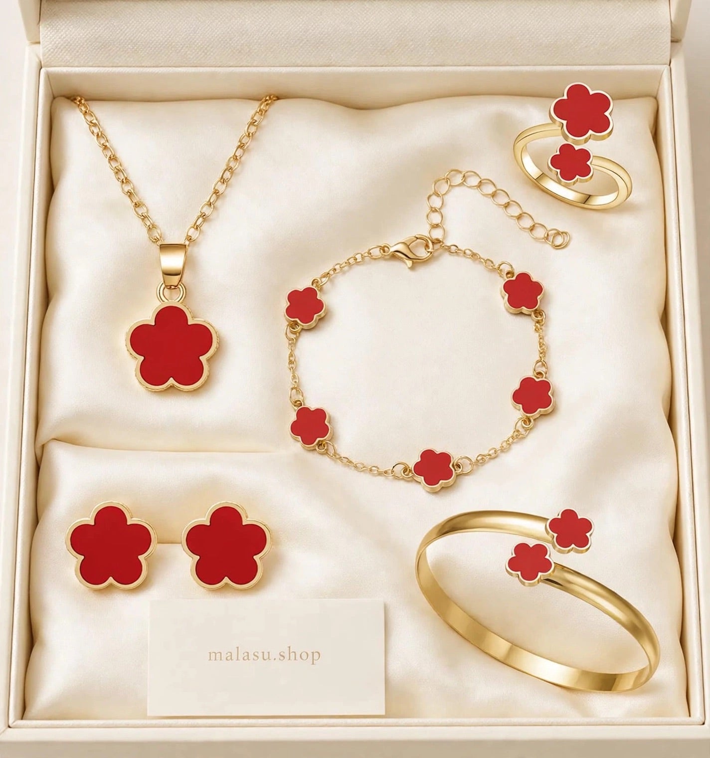 Flower Power - 5-teiliges Schmuckset in verschiedenen Farben