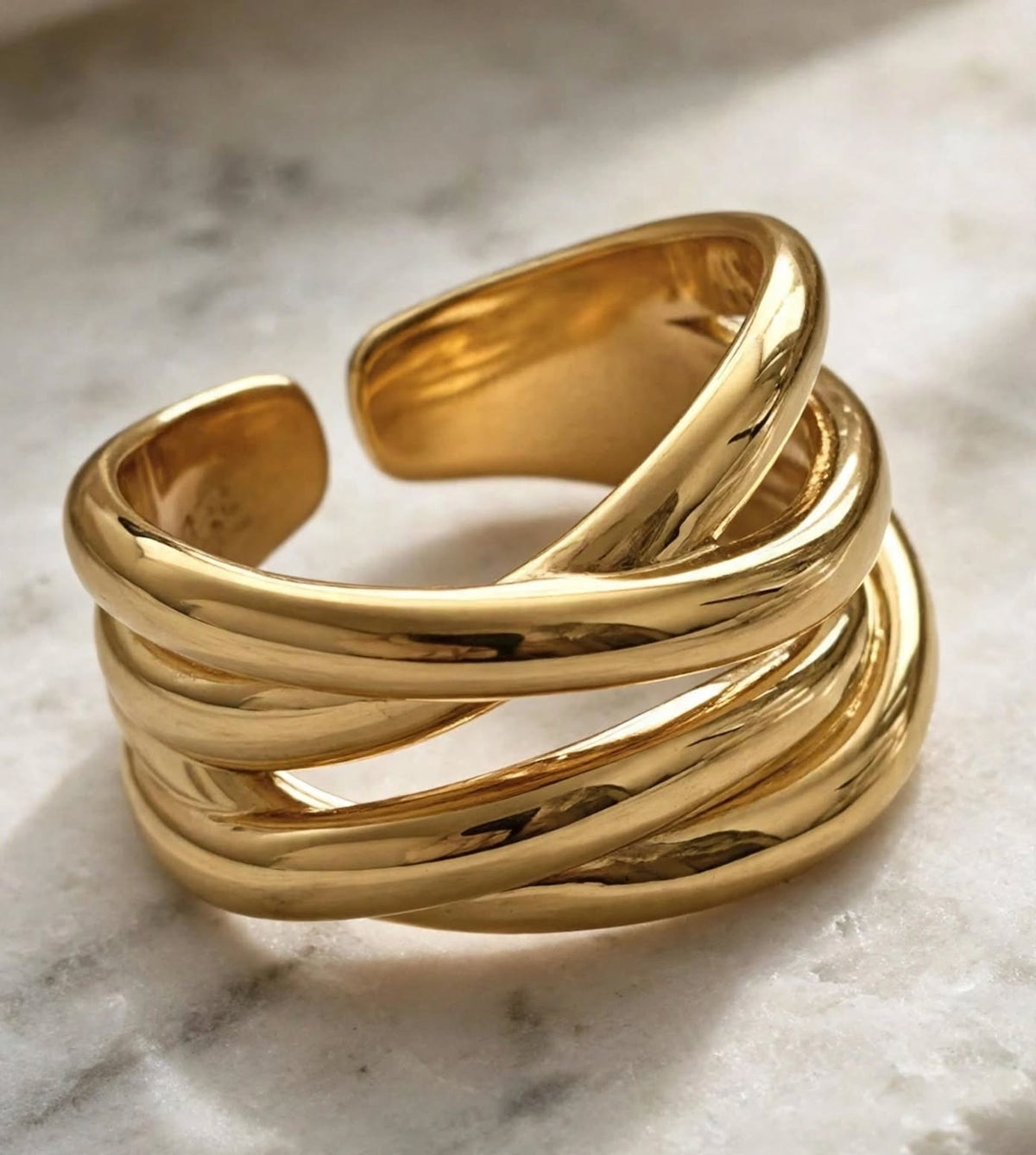 Wirefire - Breiter Flecht-Ring , 925 Silber, in Silber und Goldlook, Größenvariabel