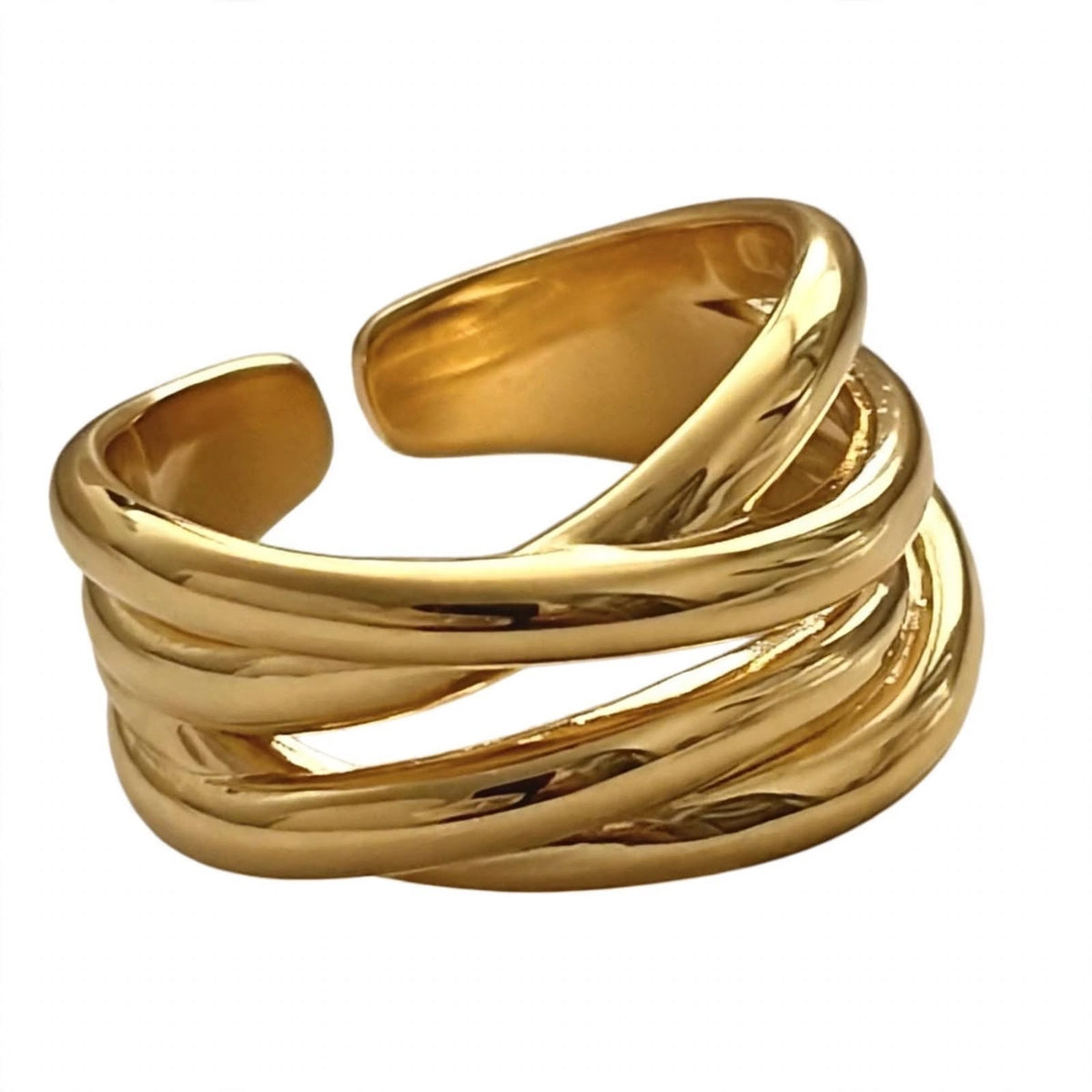 Wirefire - Breiter Flecht-Ring , 925 Silber, in Silber und Goldlook, Größenvariabel