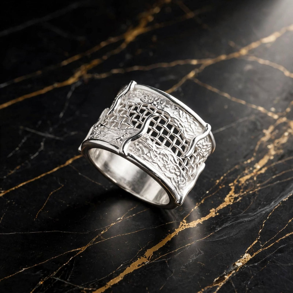 Zeldaea - Breiter Flecht-Ring , 925 Silbe, Silberring verstellbar | größenverstellbarer Damenring