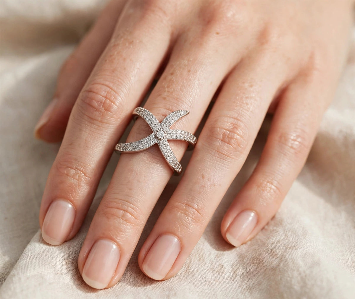 Criss-Cross- Silber Ring , 925 Sterling Silber Gewebte Netzwerk-Ring