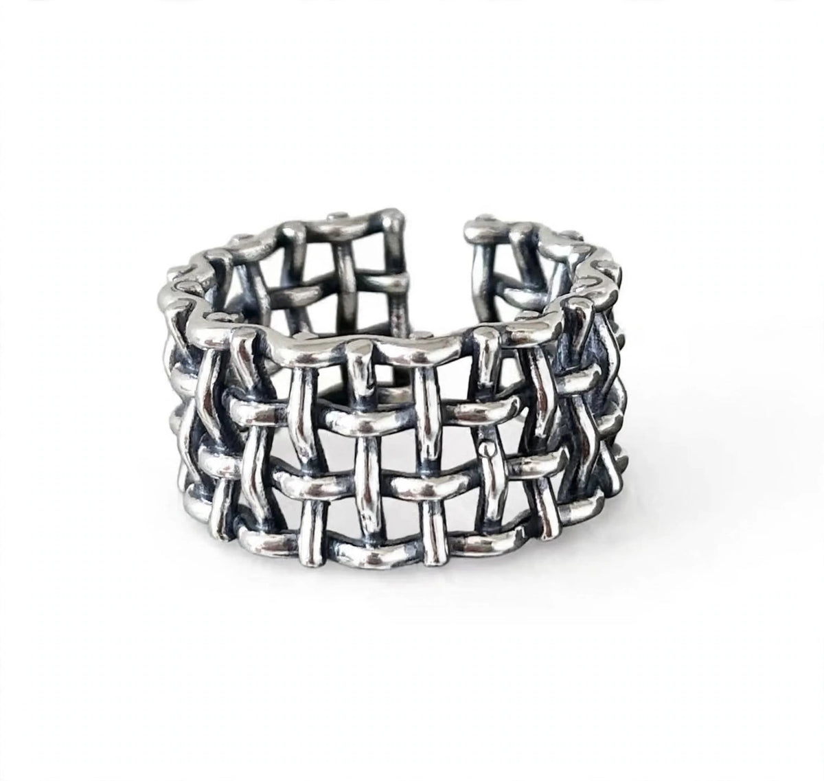 Lillis Grid- Silber Ring , 925 Sterling Silber Gewebte Netzwerk-Ring
