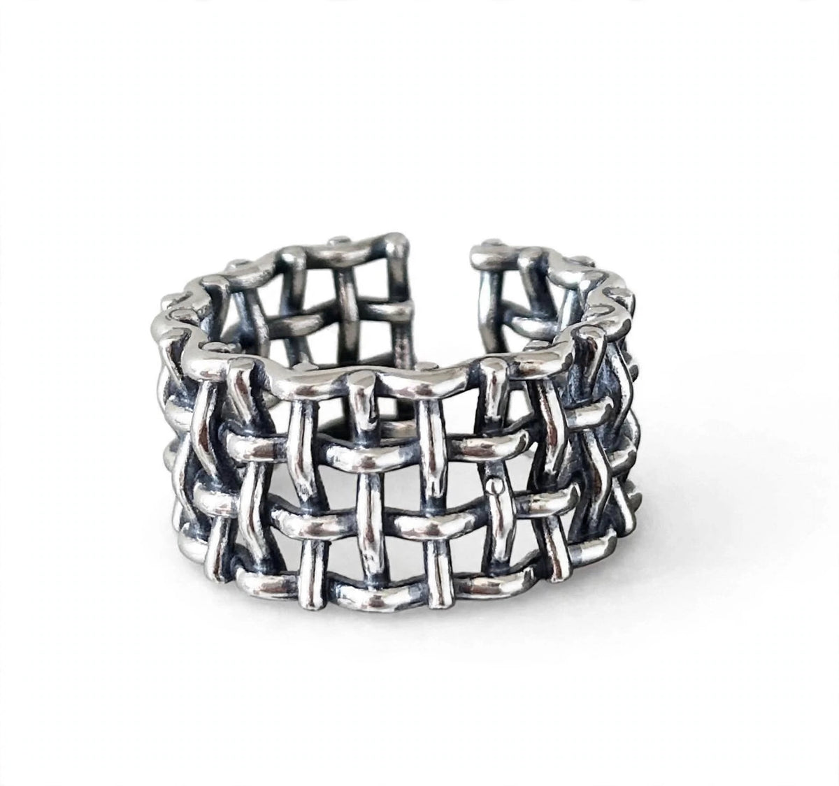 Lillis Grid- Silber Ring , 925 Sterling Silber Gewebte Netzwerk-Ring