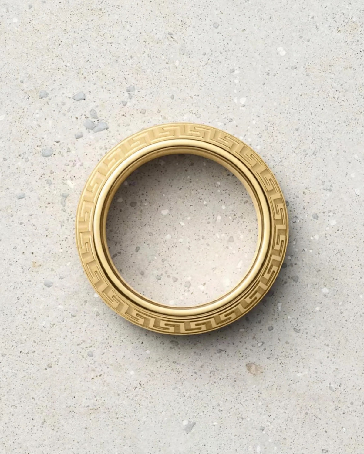 AURELIUS - der Meander-Ring im "Versace" Look aus Titan, Schwarz, Silber Gold, Herrenschmuck