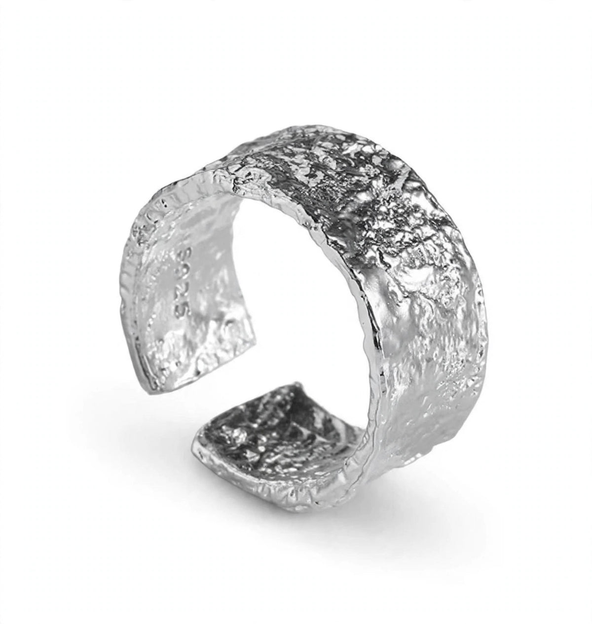 Ocean Ripple - Breiter -Ring , 925 Silber, in Silber und Goldlook, Größenvariabel