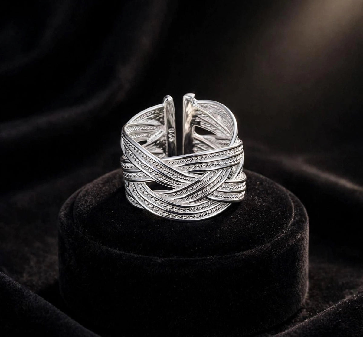 Infinity Weave- Silber Ring , 925 Sterling Silber Gewebte Netzwerk-Ring