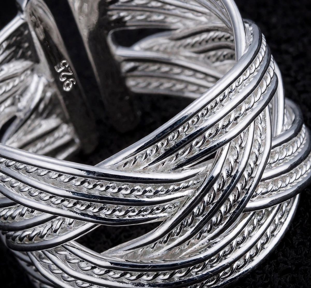 Infinity Weave- Silber Ring , 925 Sterling Silber Gewebte Netzwerk-Ring