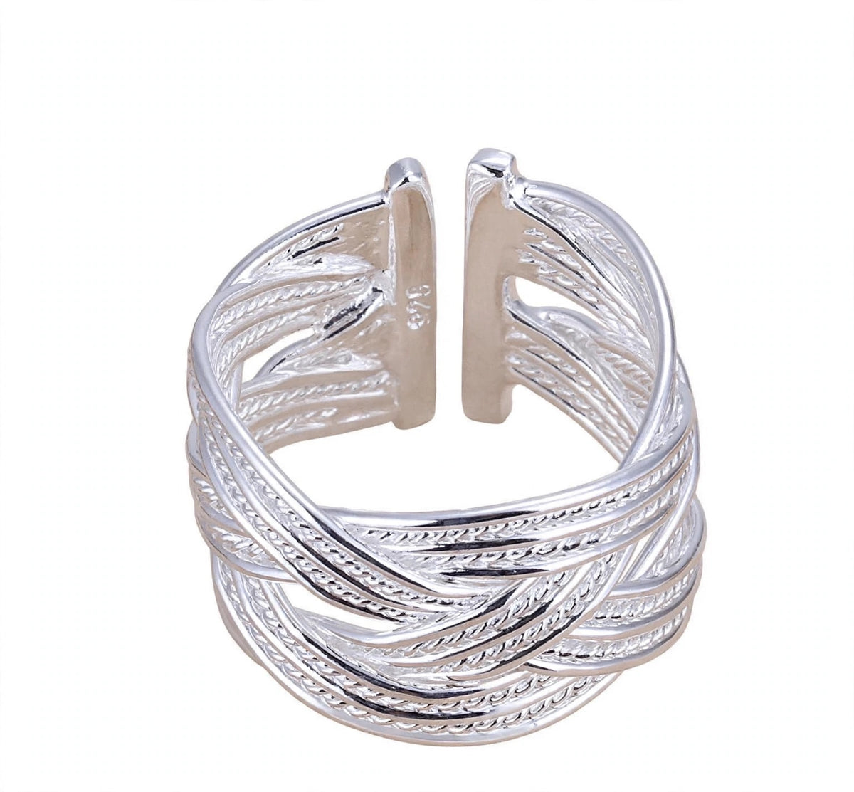 Infinity Weave- Silber Ring , 925 Sterling Silber Gewebte Netzwerk-Ring