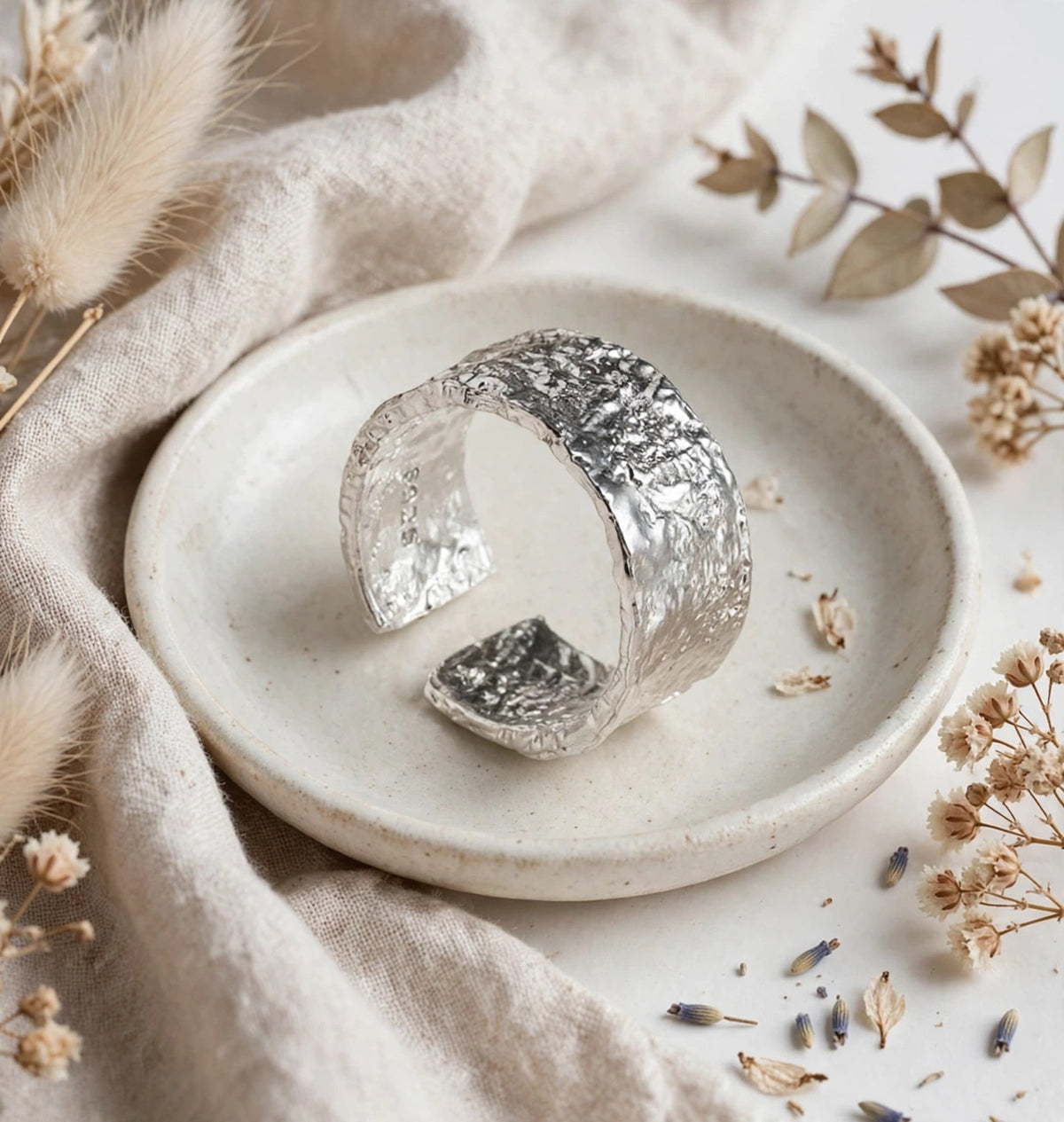 Ocean Ripple - Breiter -Ring , 925 Silber, in Silber und Goldlook, Größenvariabel