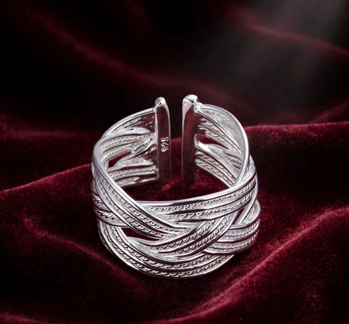 Infinity Weave- Silber Ring , 925 Sterling Silber Gewebte Netzwerk-Ring