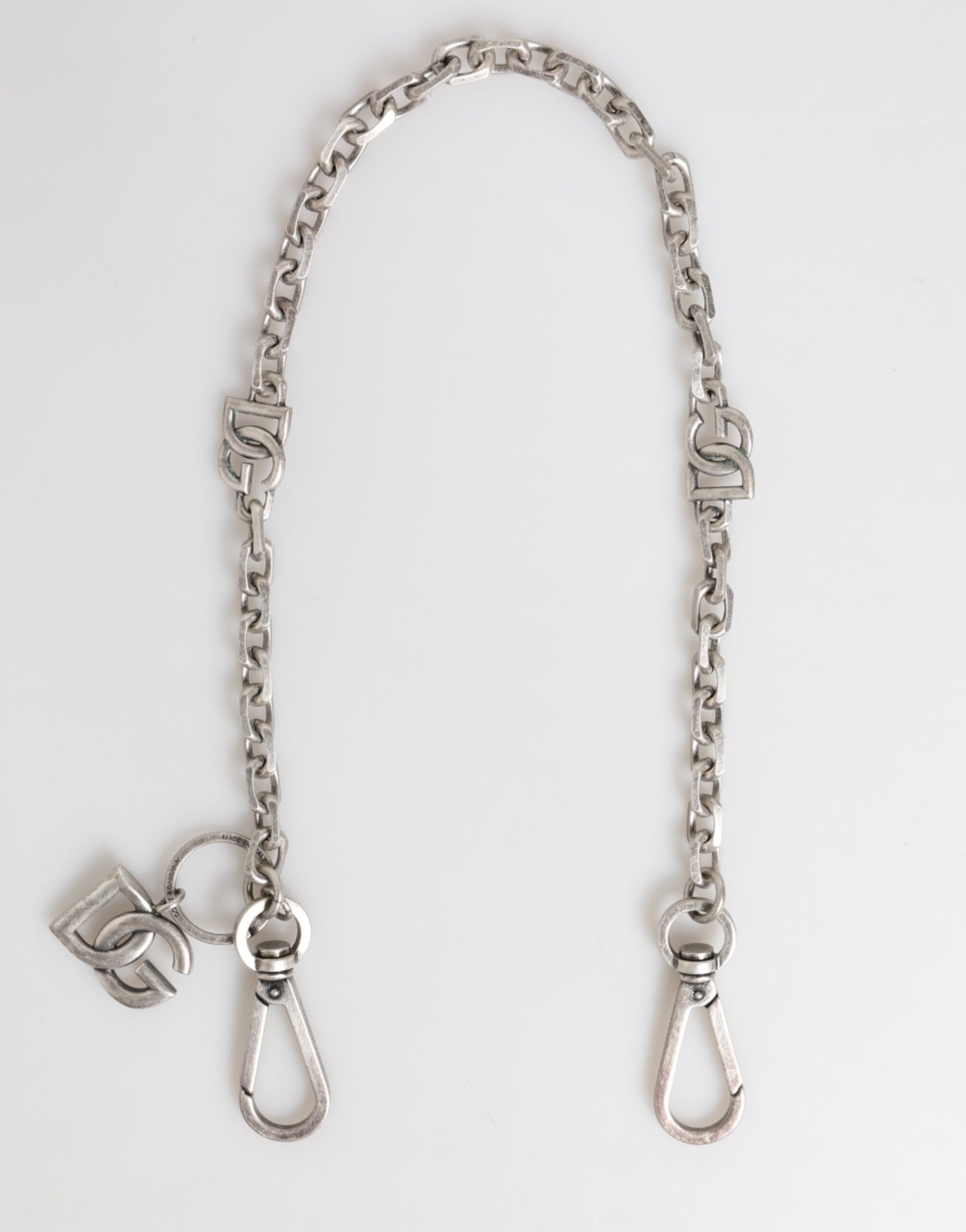 Silver Tone Brass DG Logo Detailing Chain Men Necklace, Dolce & Gabbana
