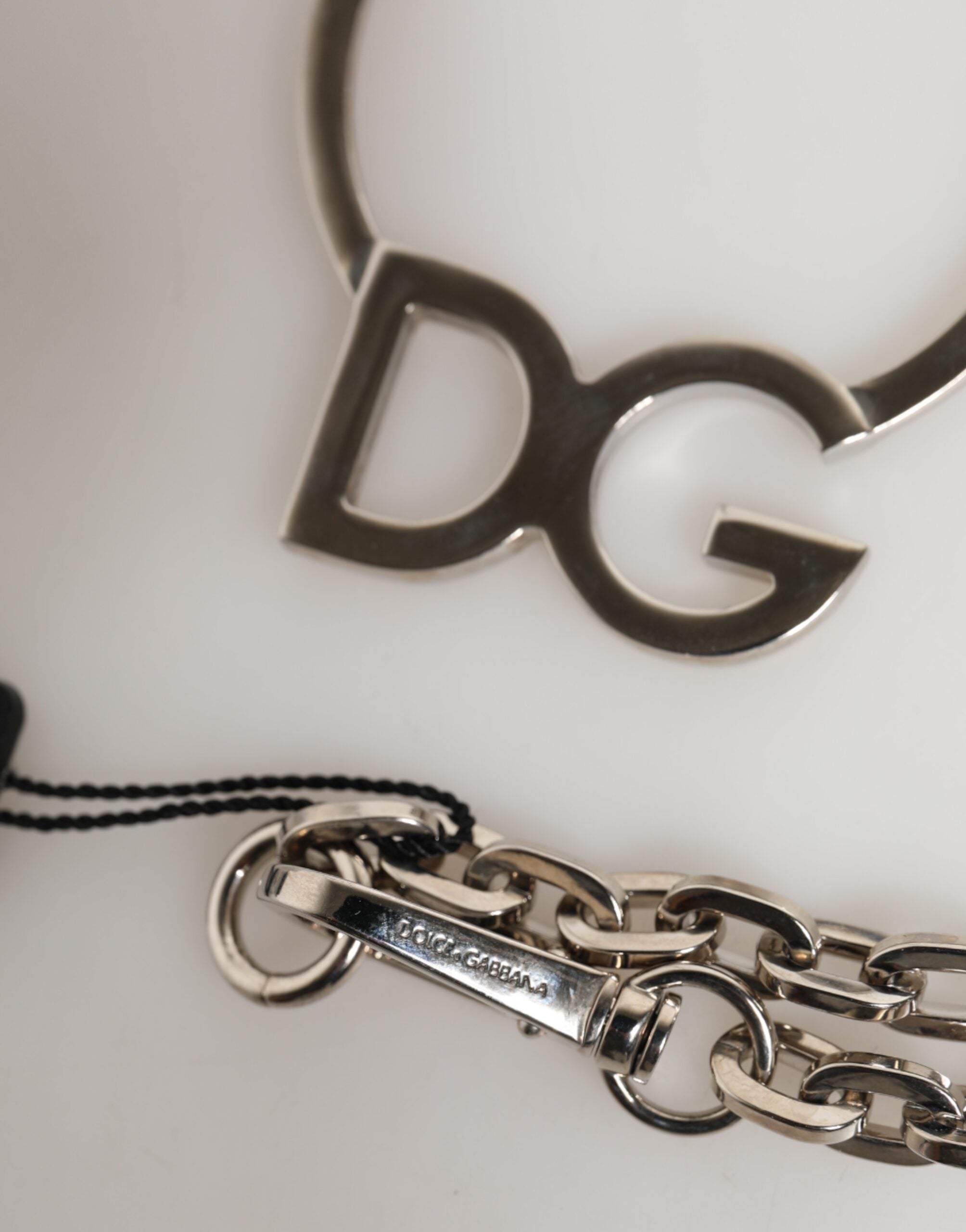 Silver Tone Brass Chain DG Logo Pendant Men Necklace, Dolce & Gabbana