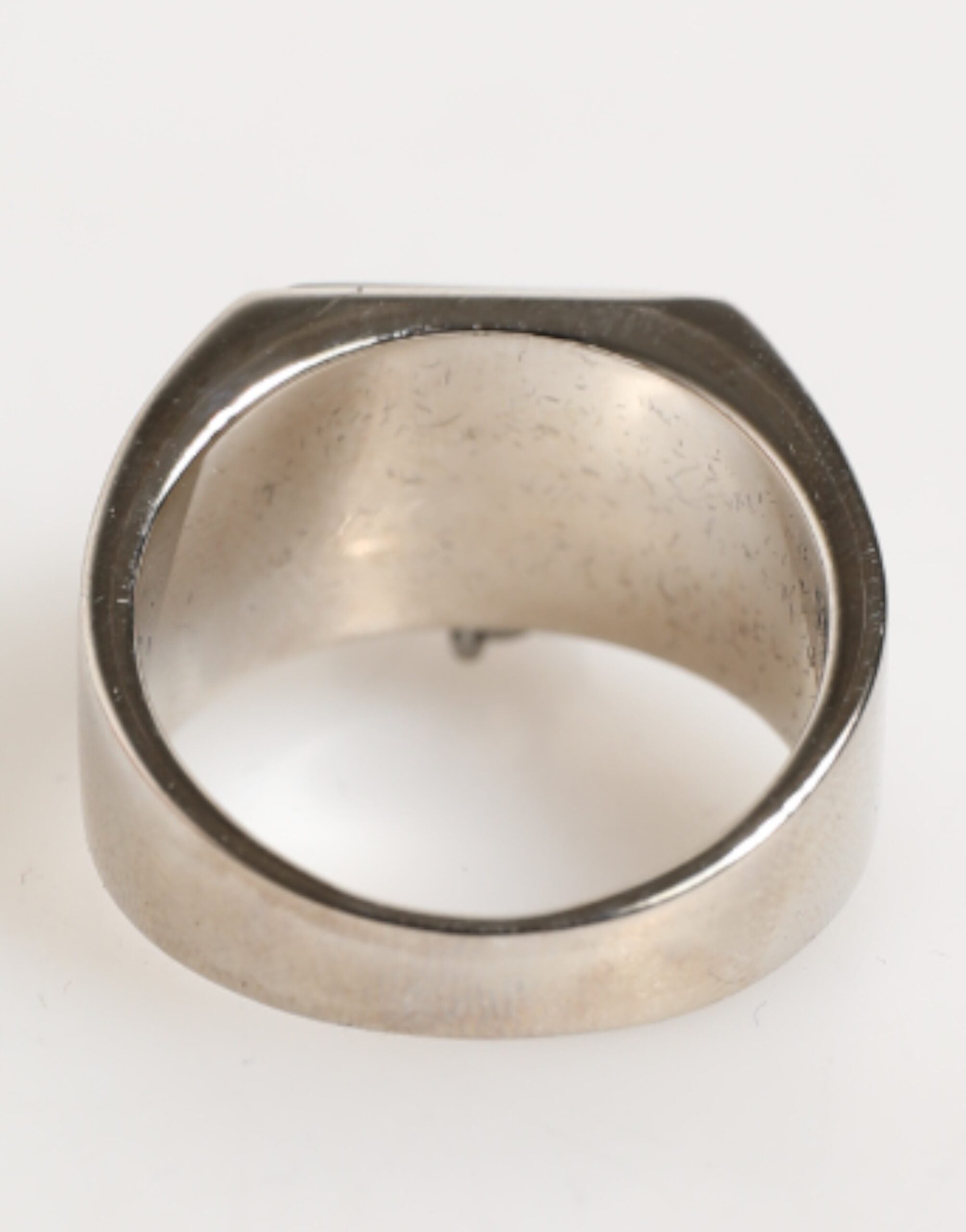 Silver Tone Pyramid DG Logo Real Brass Ring, Fingerring, Dolce & Gabbana