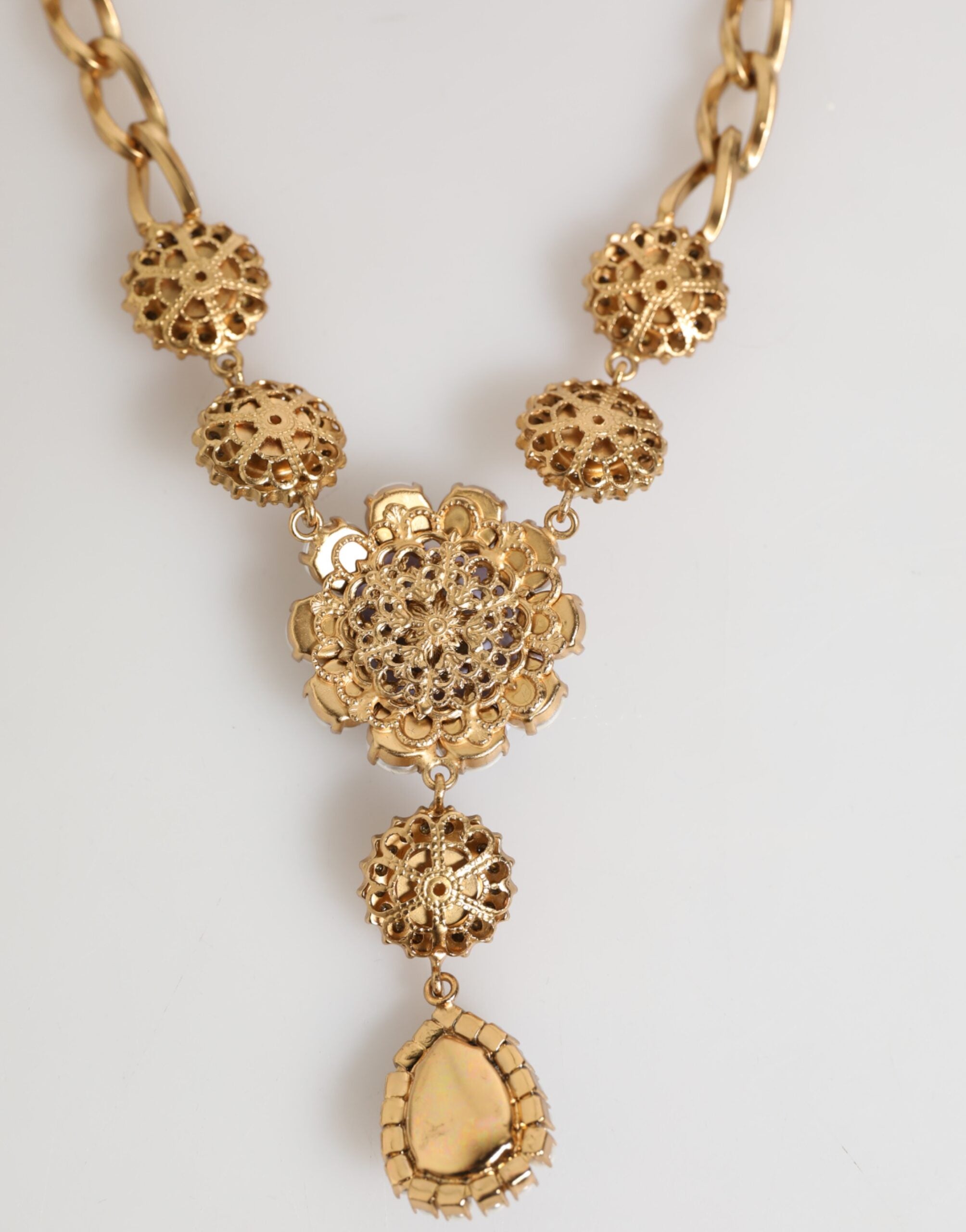 Gold Brass Crystal Pearl Purple Floral Pendant Jewelry,Dolce & Gabbana Dolce & Gabbana Necklace