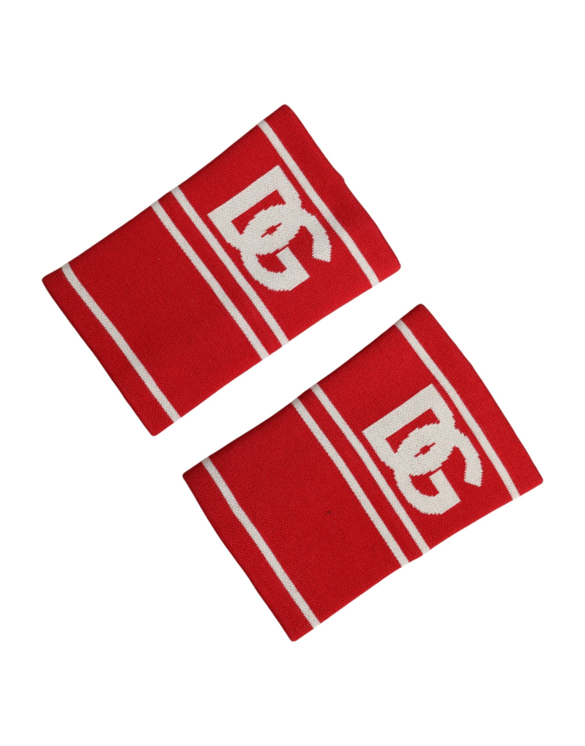 Red White DG Logo Cotton 1 Pair One SIze Wristband, Dolce & Gabbana