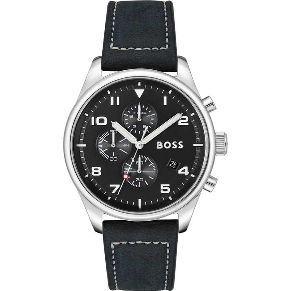 Black Leather Dress Watch, Hugo Boss Herrenuhr