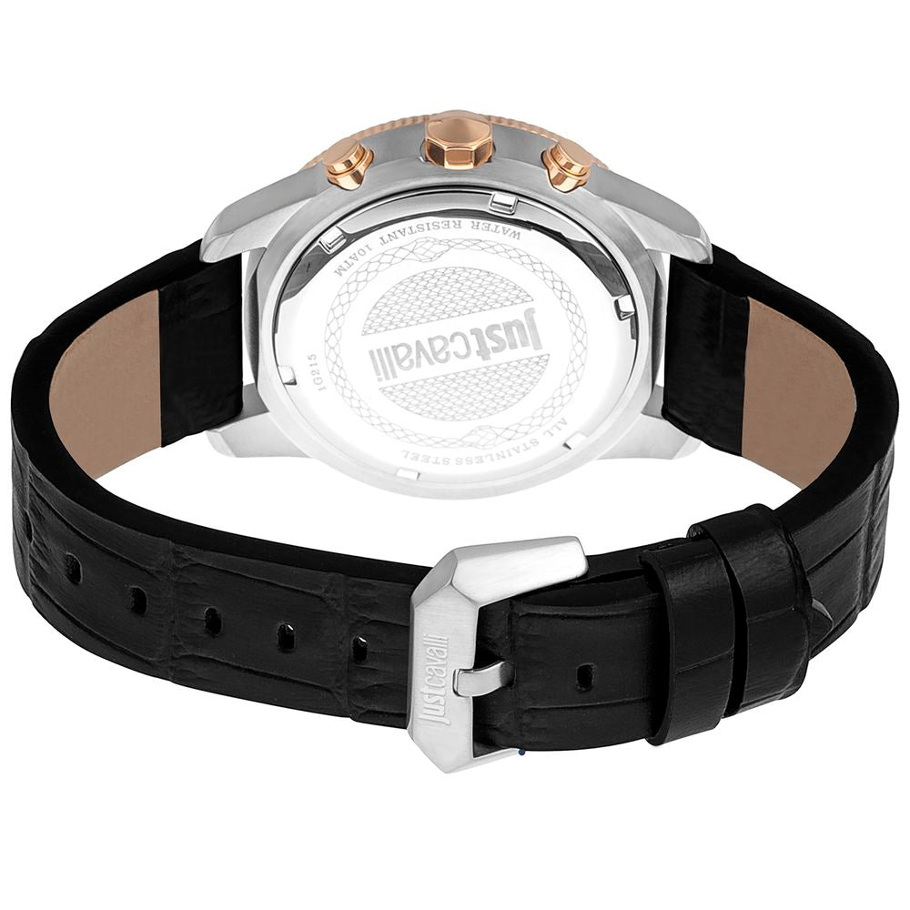 Black Leather Dress Watch, Just Cavalli Herrenuhruhr