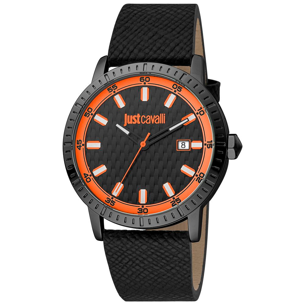 Black Leather Dress Watch, Just Cavalli Herrenuhruhr