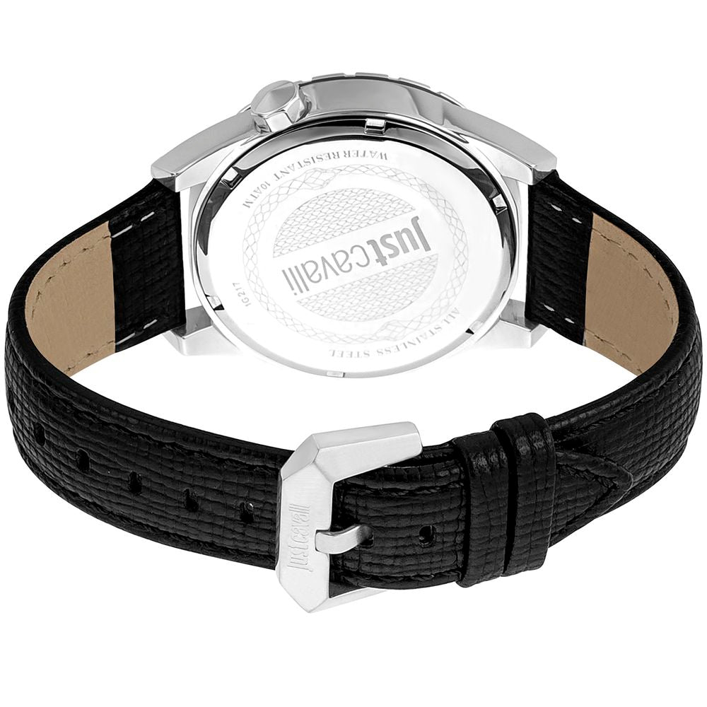 Black Leather Dress Watch, Just Cavalli Herrenuhruhr