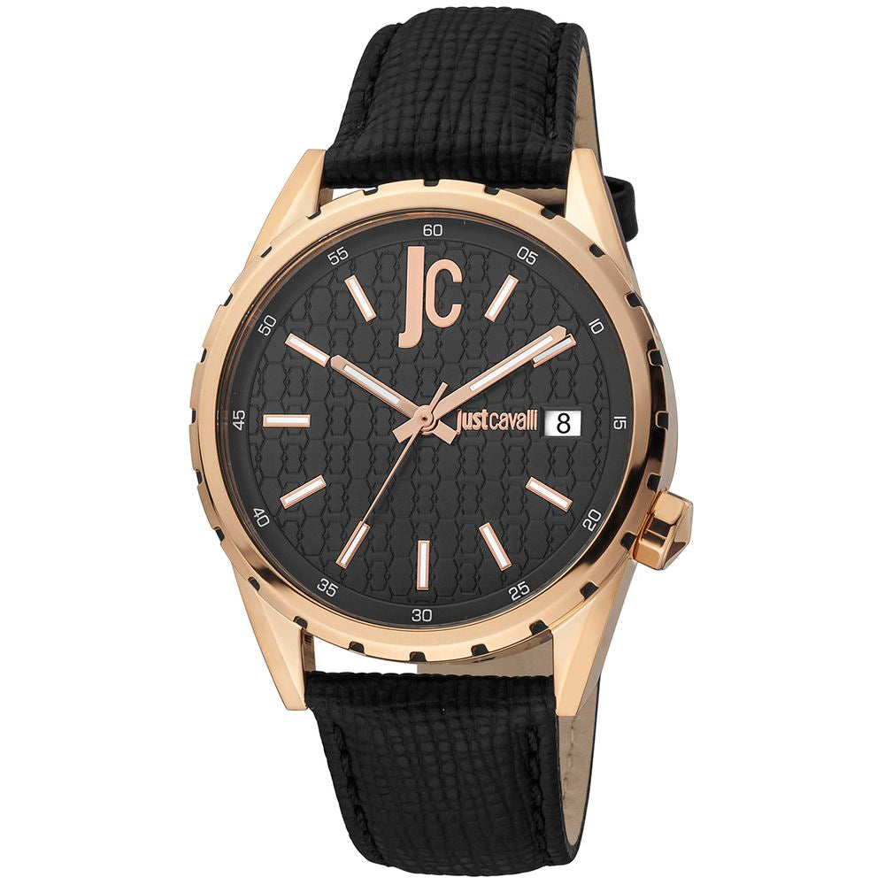 Black Leather Dress Watch, Just Cavalli Herrenuhruhr